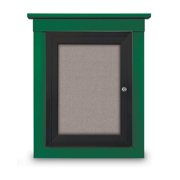 60"x36" 2-Door Enclosed Letterboard, Green Vinyl/Cherry